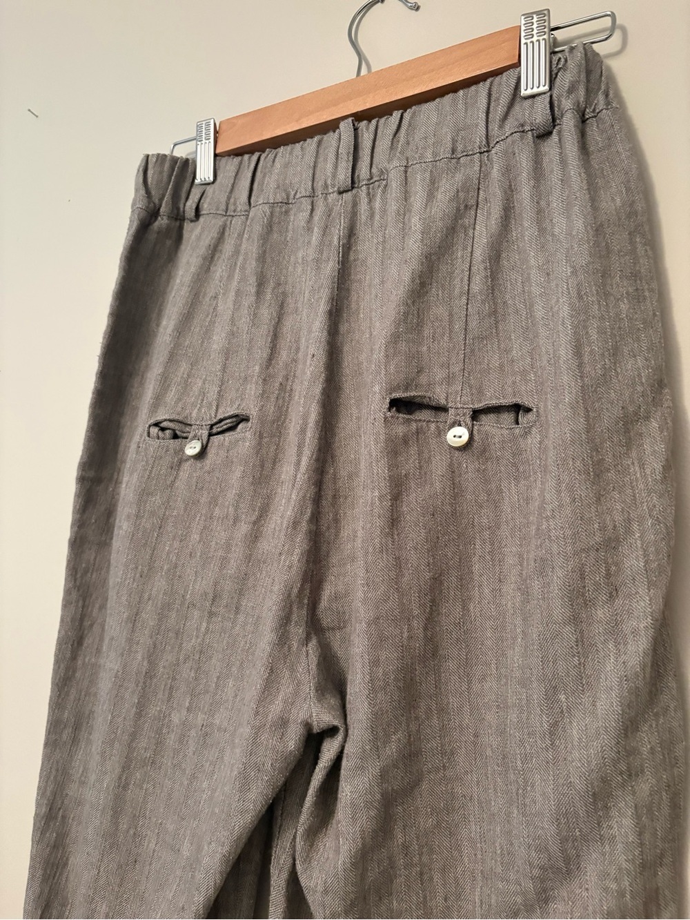 Niña Loca Roma Made in Italy Linen Cotton Herringbone Pleated Pants - Size S - Picture 6 of 10